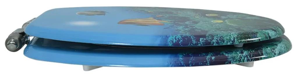 vidaXL Κάλυμμα Λεκάνης με Καπάκι Soft Close Σχέδιο Βαθιά Θάλασσα MDF