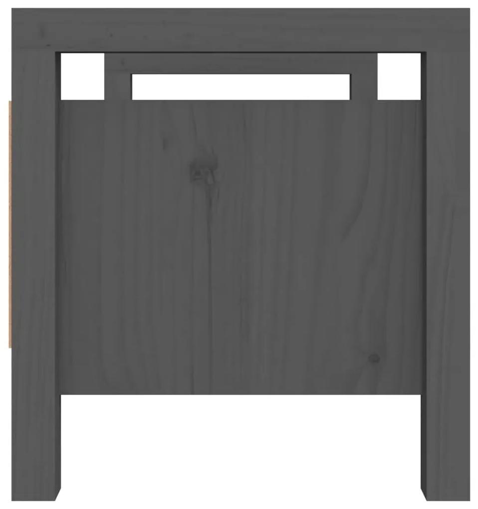 Παγκάκι Χολ Γκρι 80x40x43 εκ. από Μασίφ Ξύλο Πεύκου - Γκρι