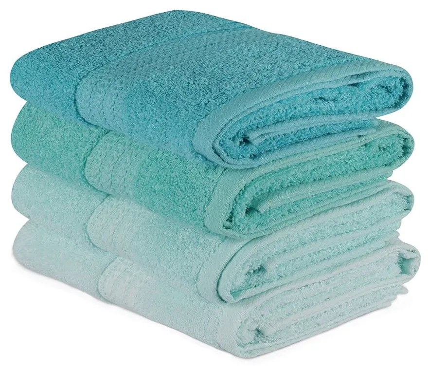 Πετσέτες Rainbow 317HBY2238 (Σετ 4τμχ) Water Green L'Εssentiel Maison Towels Set 50x90cm 100% Βαμβάκι