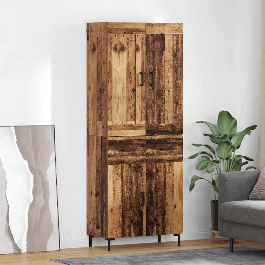 Highboard με συρτάρι 2 pcs Παλιό Ξύλο Επεξεργασμένο ξύλο
