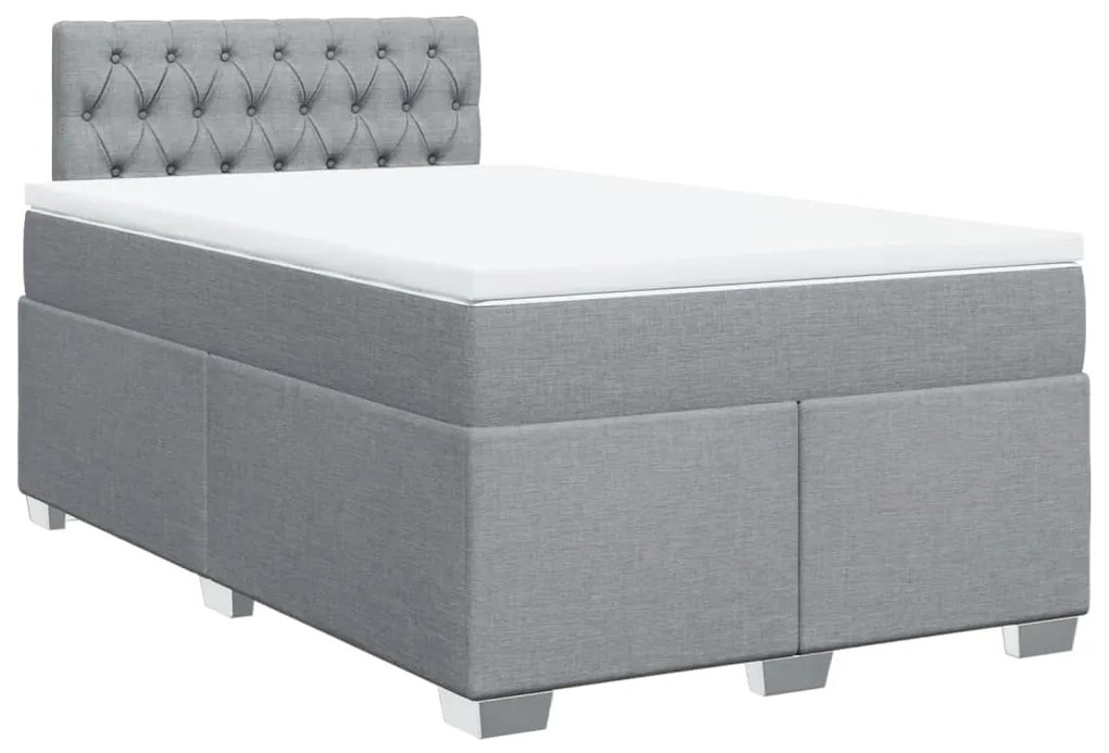 vidaXL Κρεβάτι Boxspring με Στρώμα Ανοιχτό Γκρι 120x200 εκ. Υφασμάτινο