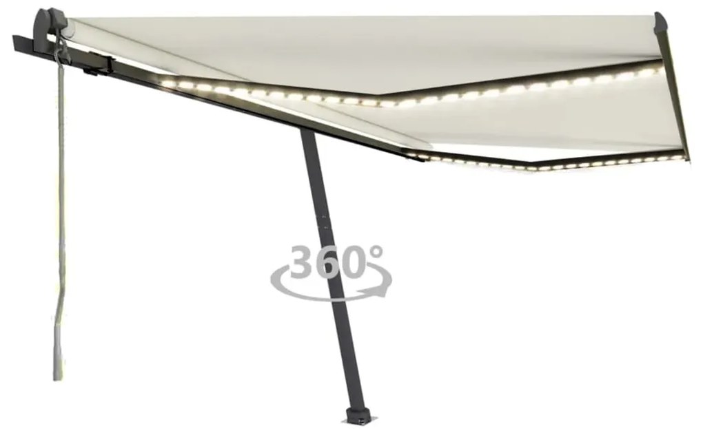 vidaXL Τέντα Αυτόματη με LED και Αισθητήρα Ανέμου Κρεμ 450x350 εκ.