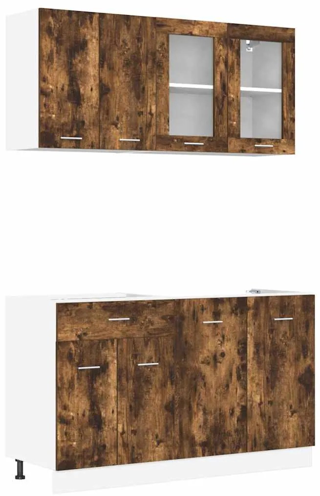 vidaXL Σετ ντουλαπιών κουζίνας με συρτάρι Lyon 4 pcs Καπνιστό Δρύς