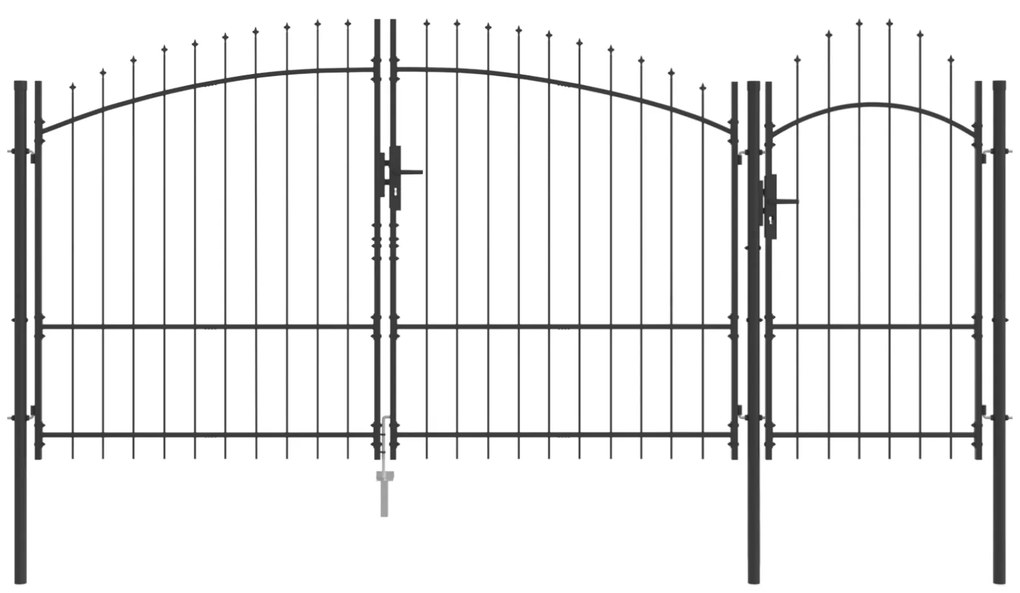 vidaXL Πύλη Κήπου  με Αιχμές Μαύρη 195x400 εκ Χάλυβα