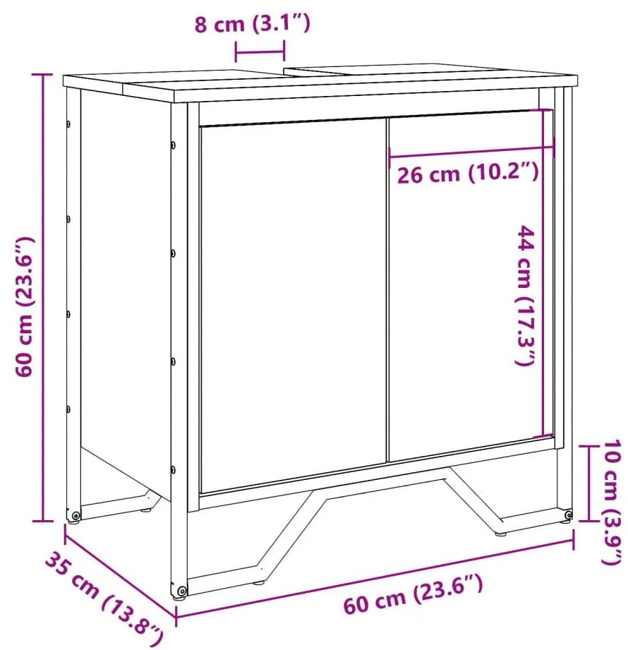 Ντουλάπι Νιπτήρα Μπάνιου Sonoma Δρυς 60x35x60 εκ. Επεξ. Ξύλο - Καφέ