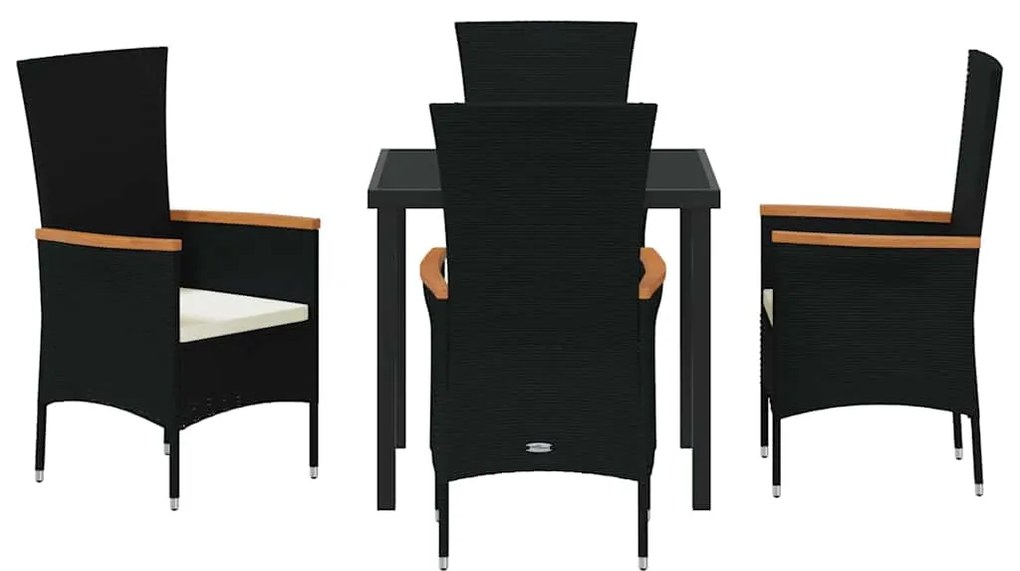 vidaXL Σέτ φαγητού για κήπο 5 pcs Μαύρο Χάλυβας με επίστρωση πούδρας