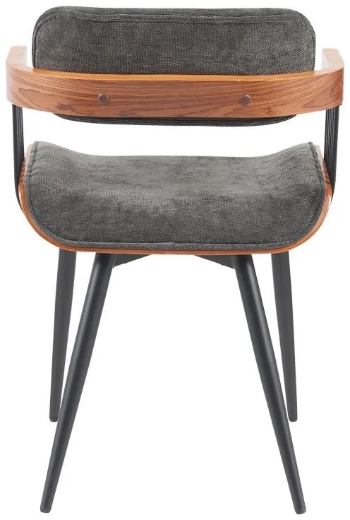 Καρέκλα - Πολυθρόνα Cameo μέταλλο μαύρο-καρυδί ξύλο-ανθρακί ύφασμα 53x49.5x75.5εκ 53x49.5x75.5 εκ.