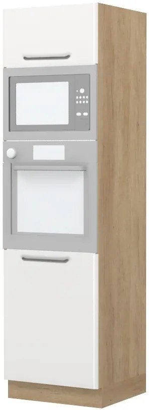 Επιδαπέδιο ντουλάπι φούρνου ψηλό Modena K21-60-RM-Δρυς - Λευκό γυαλιστερό - 60.00Χ60.00Χ216.00cm