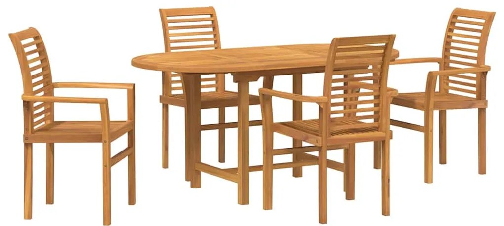 vidaXL Σέτ φαγητού για κήπο 5 pcs Καφέ Μασίφ ξύλο teak