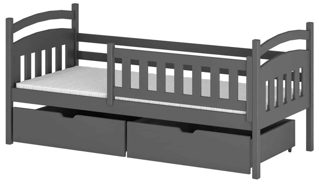 Kρεβάτι Καναπές Terry με Συρτάρια από μασίφ ξύλο Graphite  90×200cm