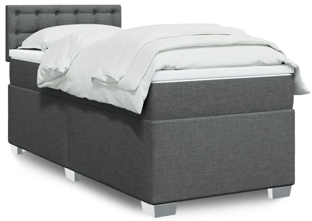 vidaXL Κρεβάτι Boxspring με Στρώμα Σκούρο Γκρι 80x200 εκ. Υφασμάτινο