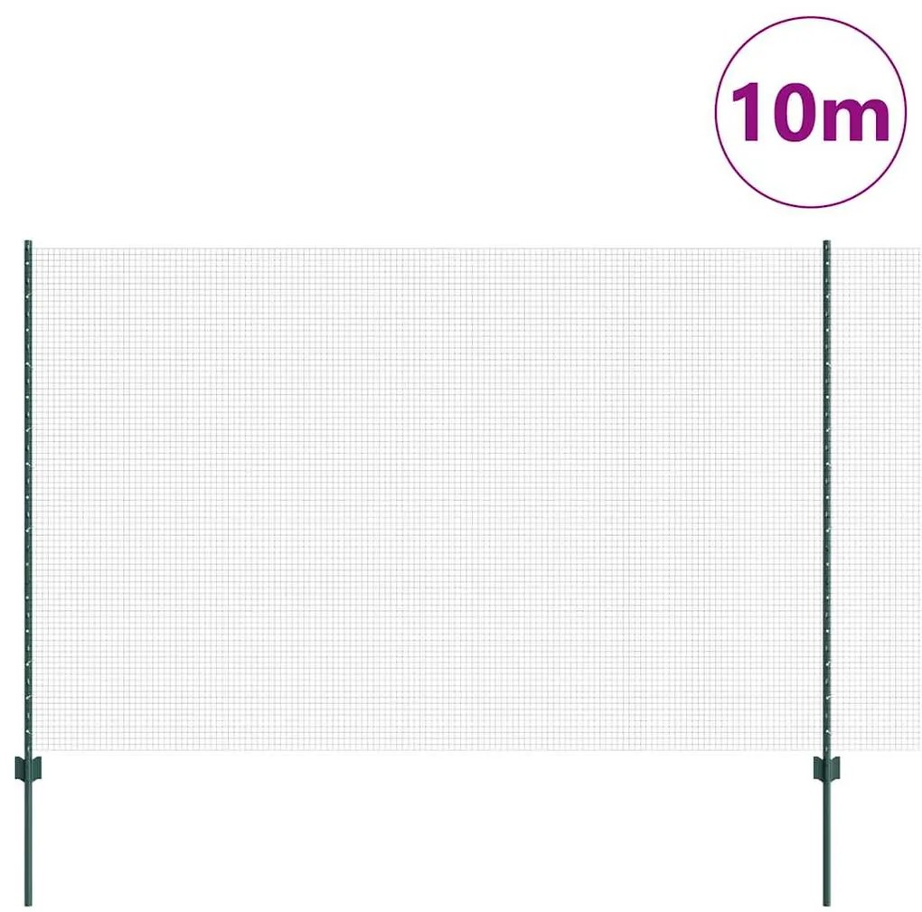 vidaXL Φράχτης με Στήλες. Πράσινο 1.6 x 10 m Ατσάλι