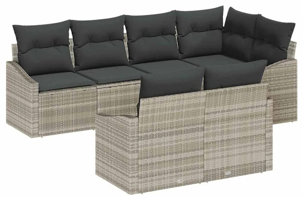 vidaXL Σέτ φαγητού για κήπο με μαξιλάρι 7 pcs Ανοιχτό γκρι