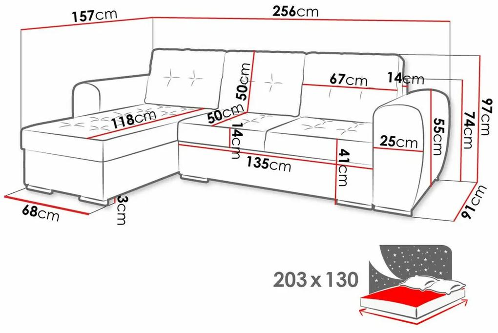 Γωνιακός Καναπές Edinburg 102, Λειτουργία ύπνου, Αποθηκευτικός χώρος, 235x155x90cm, 111 kg, Πόδια: Πλαστική ύλη | Epipla1.gr