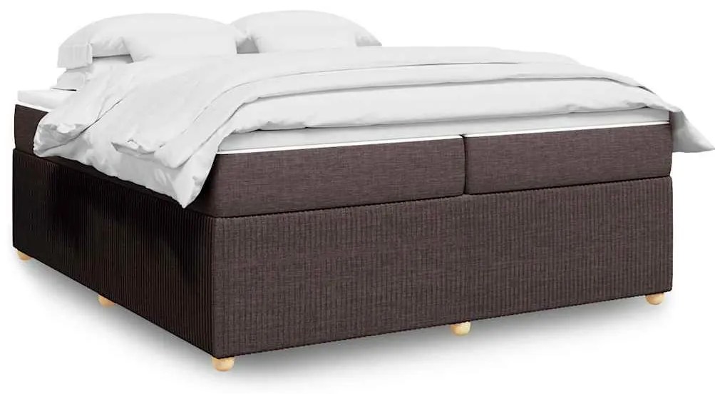 vidaXL Κρεβάτι Boxspring με Στρώμα Σκούρο Καφέ 200x200 εκ. Υφασμάτινο