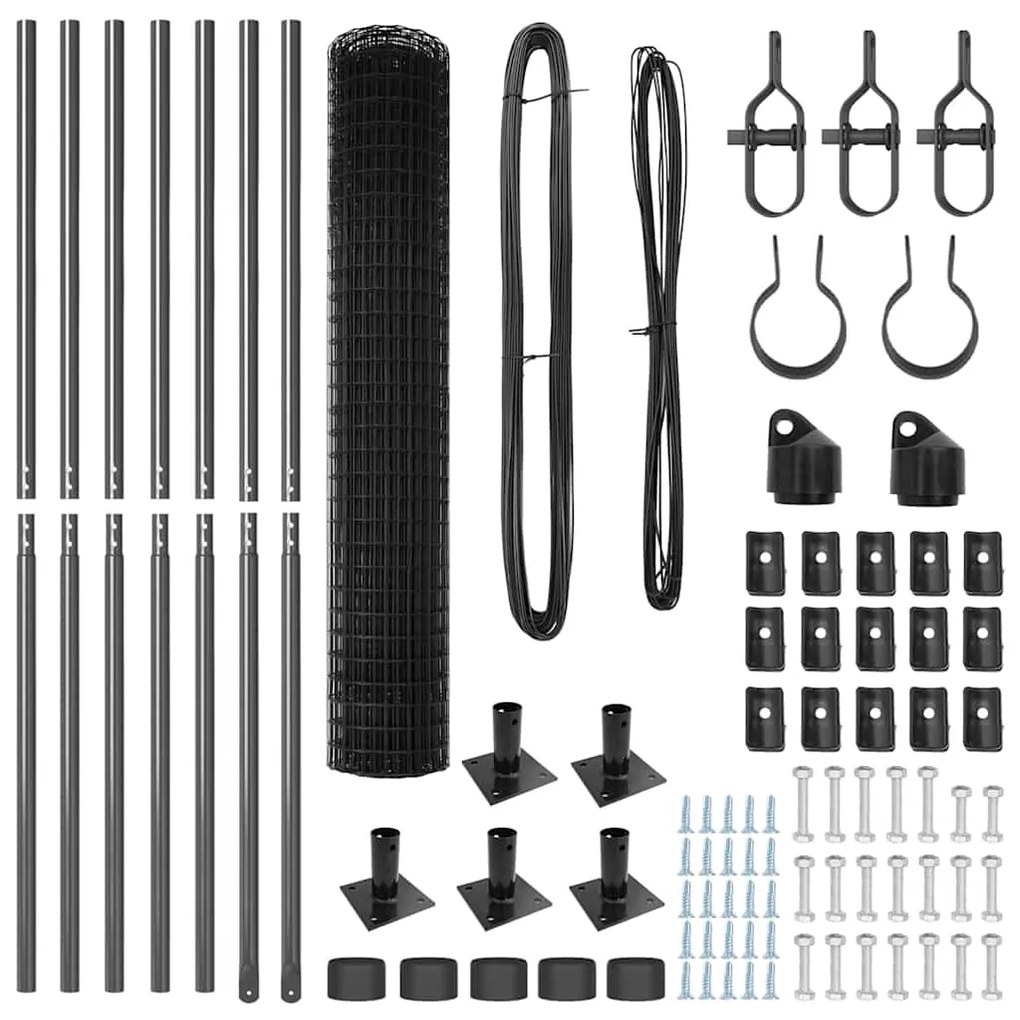 vidaXL Τεντώτο με στήριγμα Γκρι 1,5 x 10 m Χάλυβας και PVC