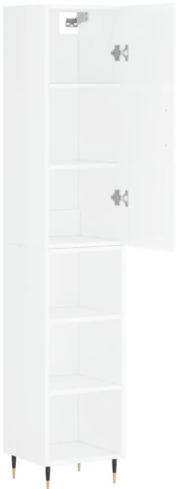 vidaXL Ντουλάπι Γυαλ. Λευκό 34,5 x 34 x 180 εκ. από Επεξεργασμένο Ξύλο