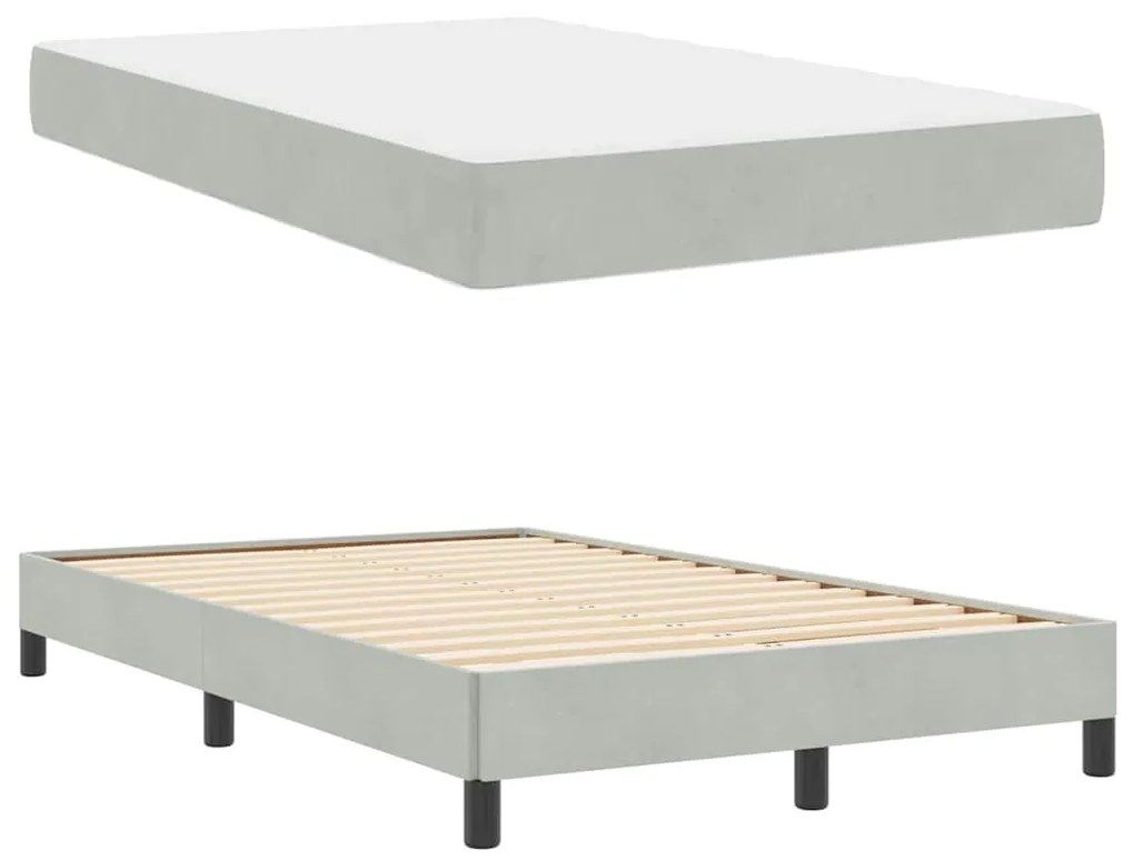 vidaXL Κρεβάτι box spring με στρώμα Ανοιχτό γκρι 120 x 200 cm Βελούδο