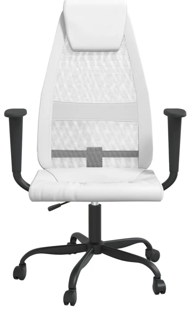 vidaXL Καρέκλα Γραφείου Ρυθμ. Ύψος Λευκή Διχτυωτό Ύφασμα/Συνθ. Δέρμα