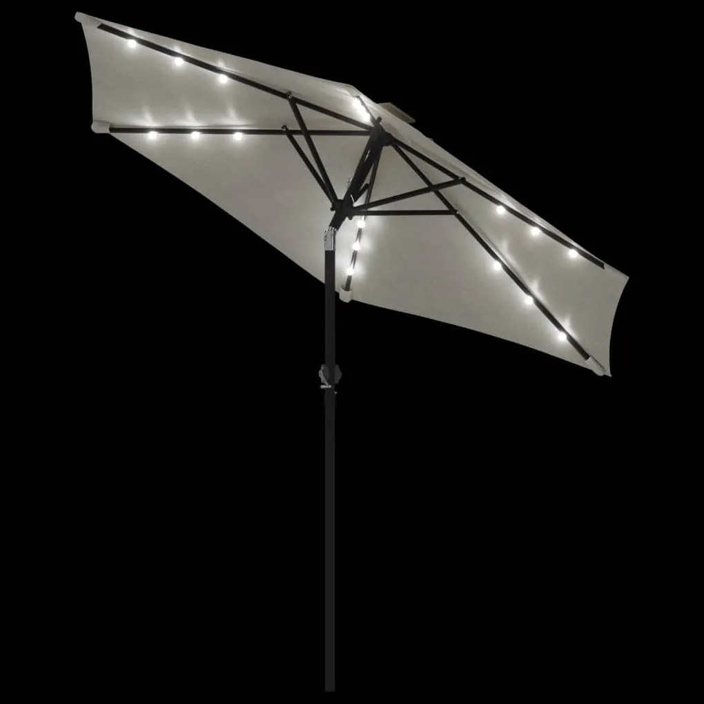 Ομπρέλα Κήπου με LED και Ατσάλινο Ιστό Λευκή 225x225x212 εκ. - Λευκό