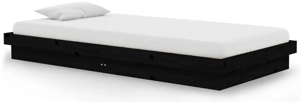vidaXL Πλαίσιο Κρεβατιού Μαύρο 100 x 200 εκ. από Μασίφ Ξύλο
