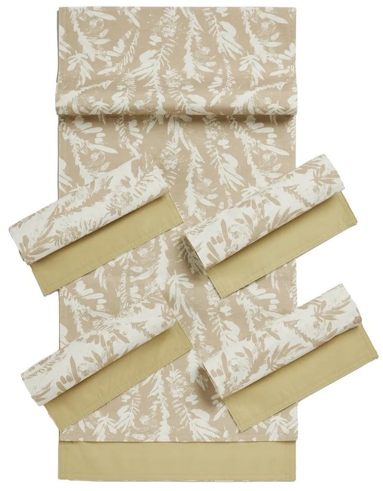 Runner Με Σουπλά 0869 (Σετ 5τμχ) Beige Das Home 45X180 Λινό-Πολυέστερ