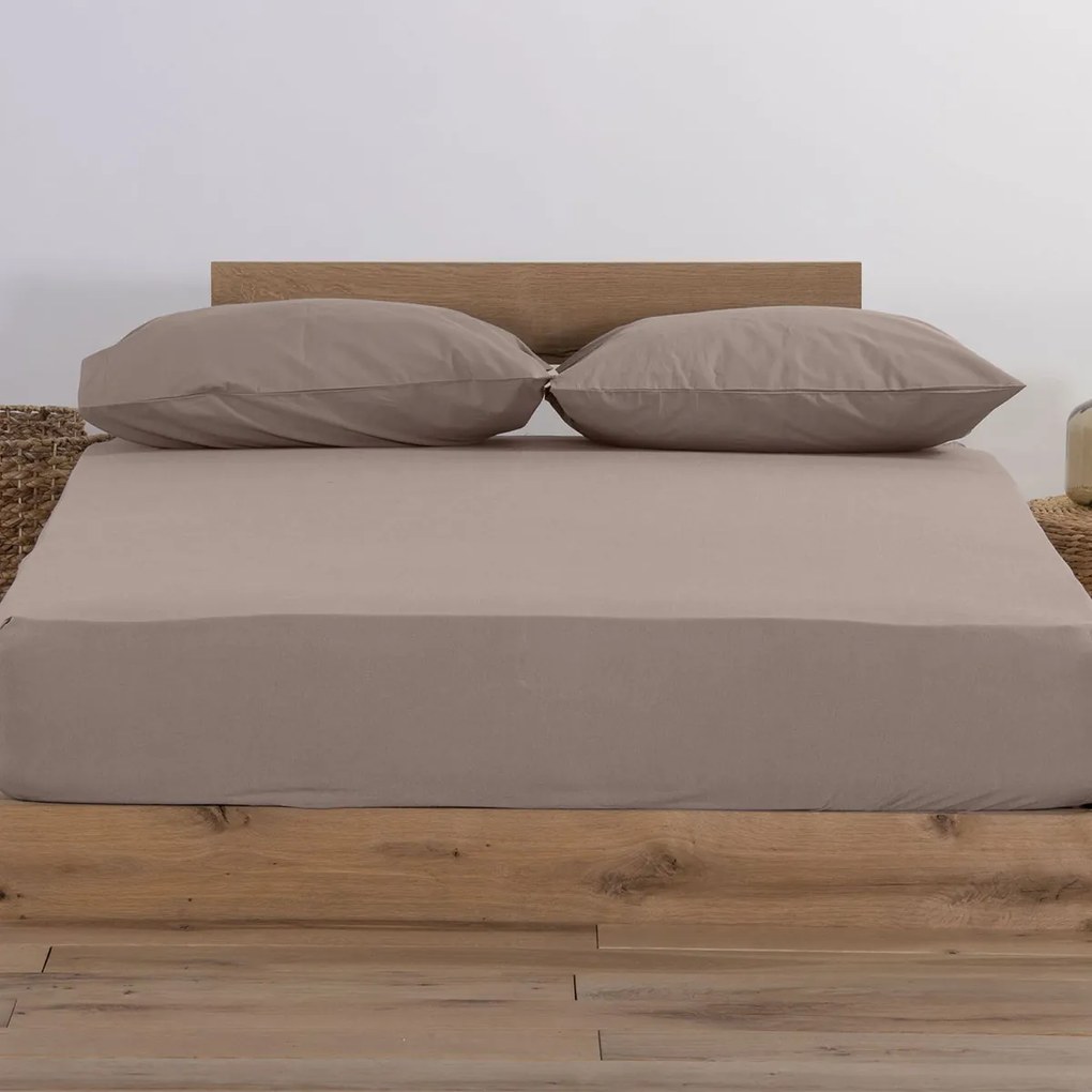 Σεντόνι Μακό King Size Με Λάστιχο (180x200+35) Nef-Nef Homeware Jersey Καφέ