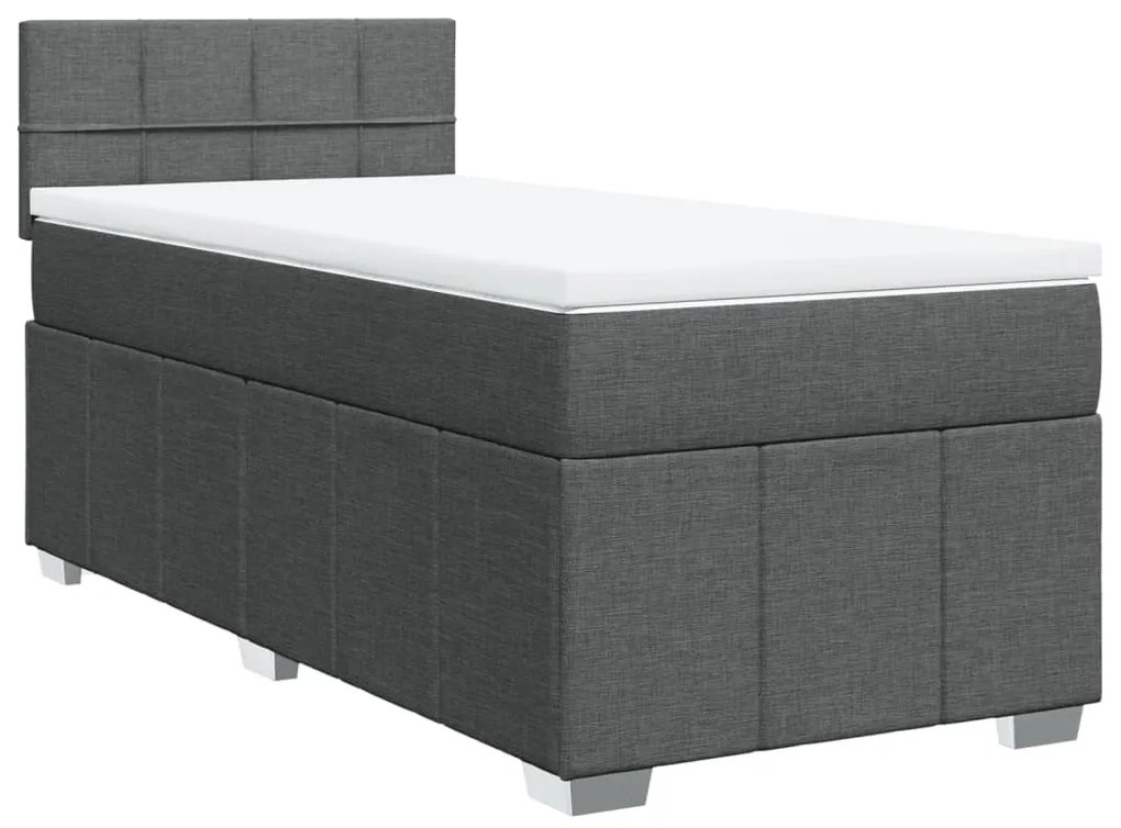 vidaXL Κρεβάτι Boxspring με Στρώμα Σκούρο Γκρι 100x200 εκ. Υφασμάτινο