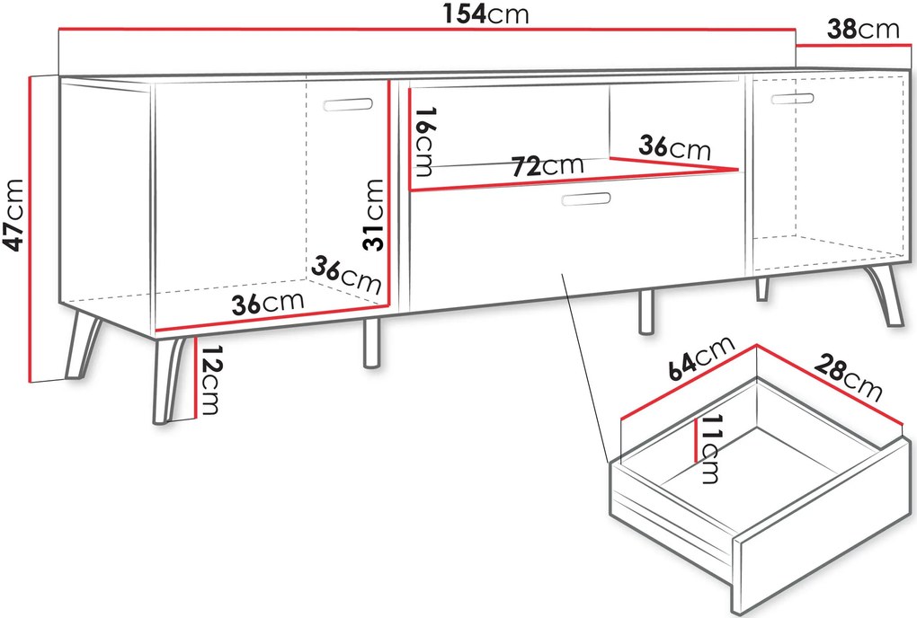 Έπιπλο τηλεόρασης Picru 2D1SZ-Leuko Gualistero