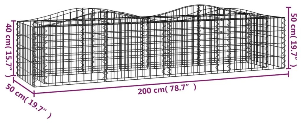 vidaXL Συρματοκιβώτιο Τοξωτό 200x50x50 εκ. από Γαλβανισμένο Σίδερο