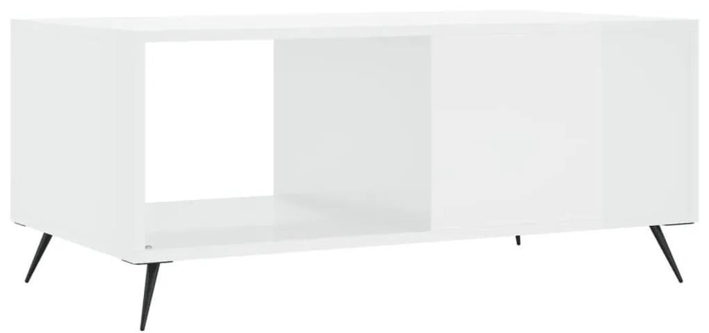 Τραπεζάκι Σαλονιού Γυαλ. Λευκό 90x50x40 εκ. Επεξεργ. Ξύλο - Λευκό