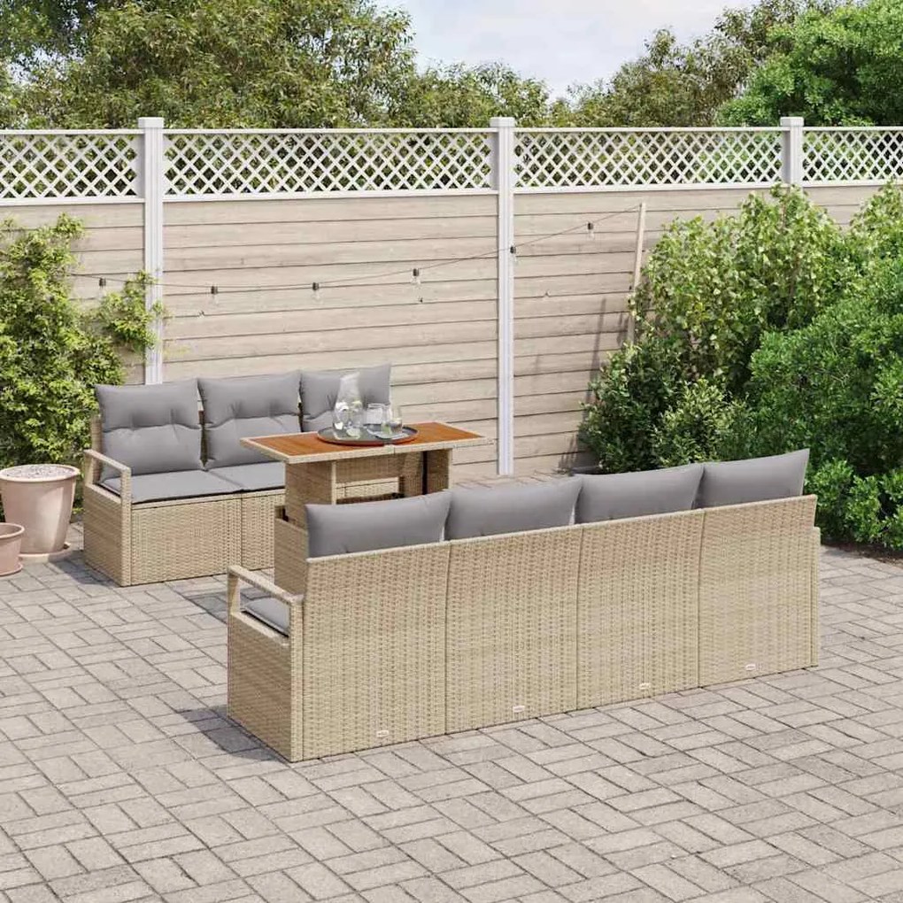 vidaXL Σετ Καναπέ Κήπου με μαξιλάρι 8 pcs Μπεζ, Γκρι 100 x 55 x 73 εκ