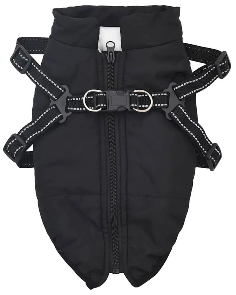 vidaXL Μπουφάν Σκύλου με ιμάντα Μαύρο L Φλις και Πολυεστέρας