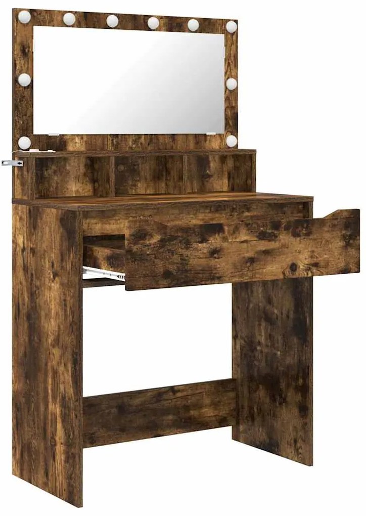 vidaXL Τραπέζια Ντυσίματος Κρεβατοκάμαρας με συρτάρι Καπνιστό Δρύς