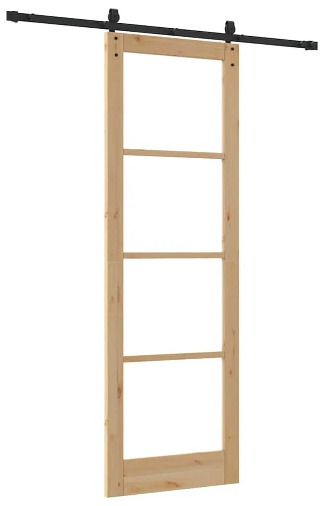 vidaXL Ολισθητή Πόρτα Καφέ 78 x 232 cm Ξύλο και μέταλλο