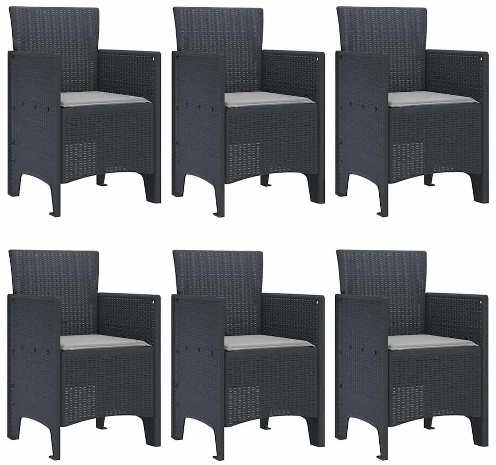 vidaXL Σέτ φαγητού για κήπο 7 pcs Ανθρακί Rattan Polt