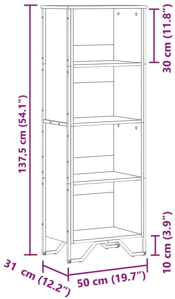 Βιβλιοθήκη Μαύρη 50x31x137,5 εκ. από Επεξεργασμένο Ξύλο - Μαύρο