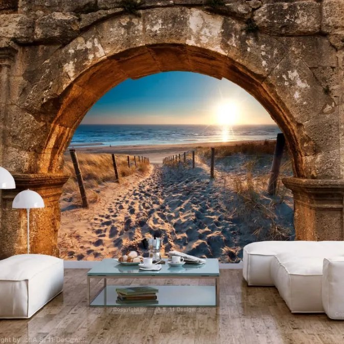 Αυτοκόλλητη φωτοταπετσαρία - Arch and Beach - 245x175