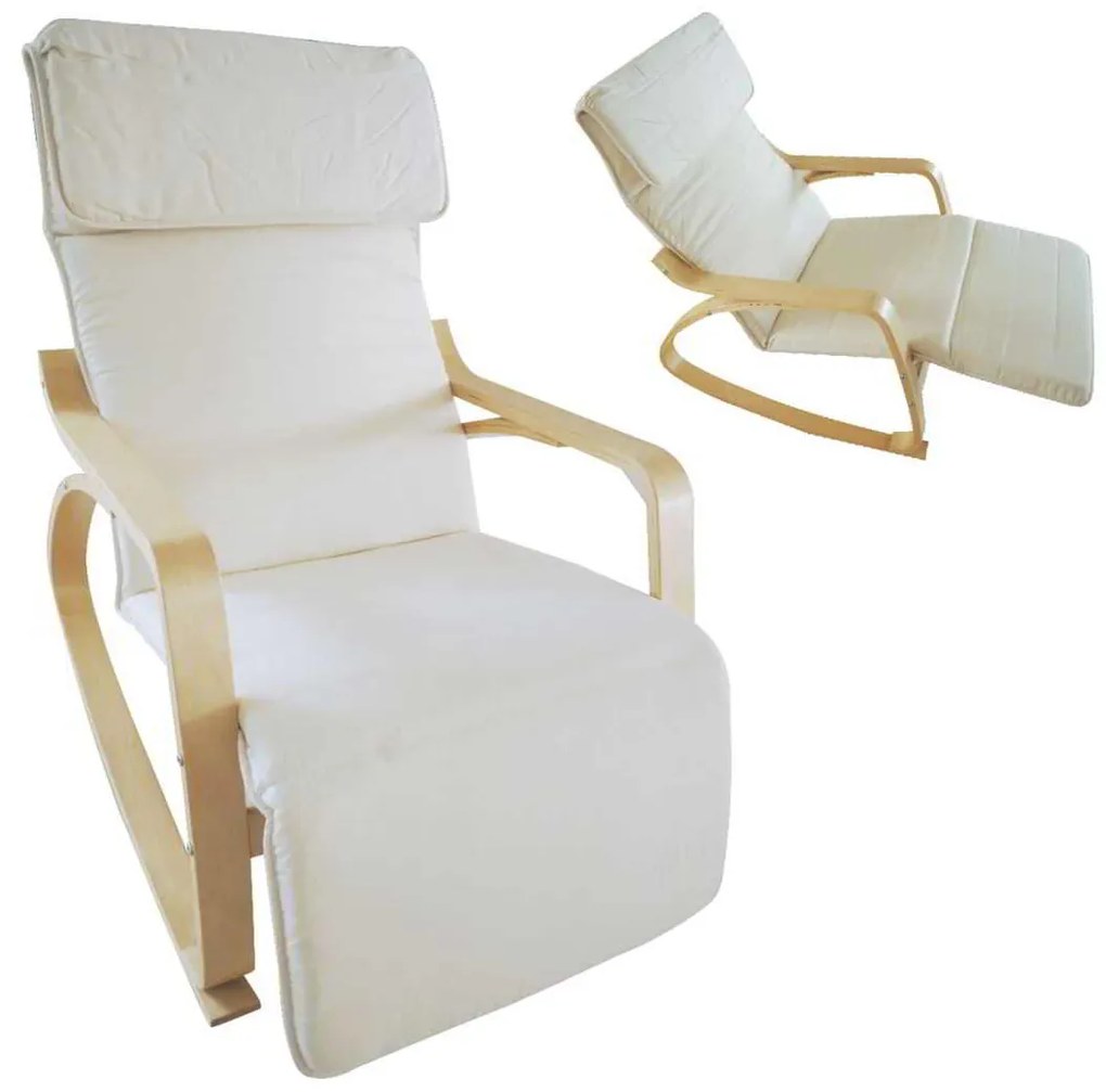 Πολυθρόνα Hamilton Super Relax Σημύδα - ύφασμα λευκό 67x127x90cm