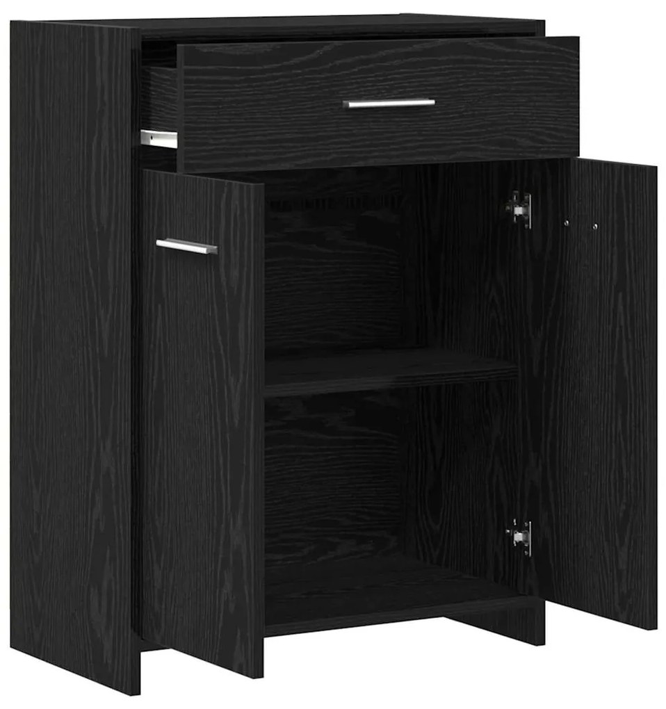vidaXL Ντουλάπι Μπάνιου Μαύρη Οξυά 60 x 33 x 80 εκ. Μασίφ ξύλο δρυός
