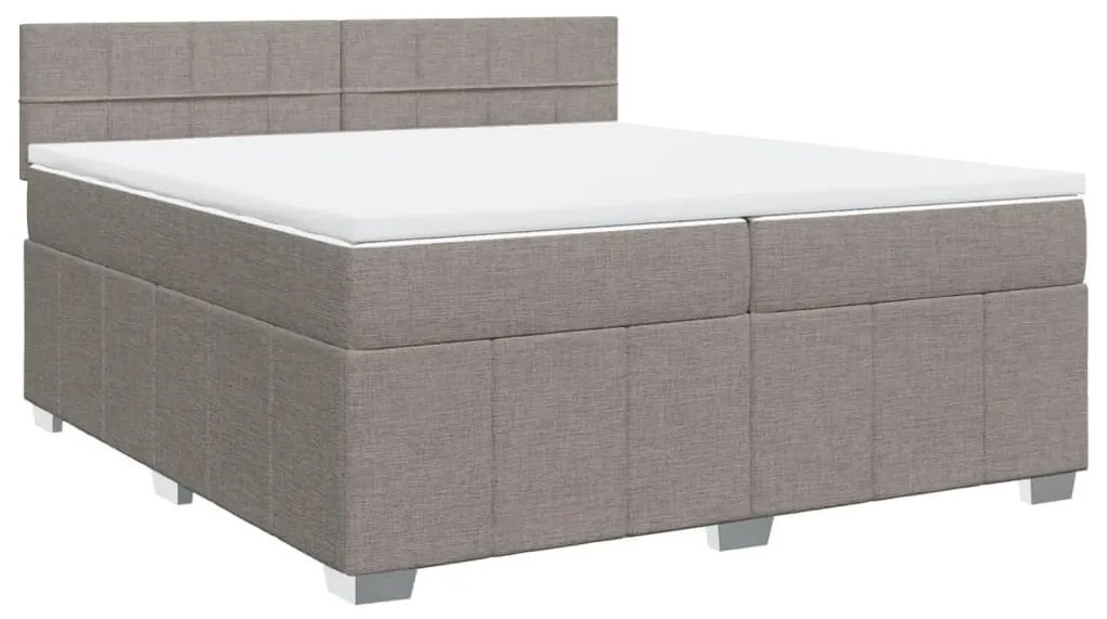 Κρεβάτι Boxspring με Στρώμα Taupe 200x200 εκ. Υφασμάτινο - Μπεζ-Γκρι