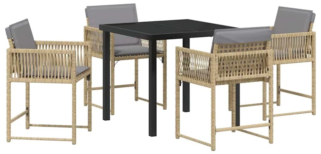 vidaXL Σέτ φαγητού για κήπο 5 pcs Μπεζ συνθετικό ρατάν
