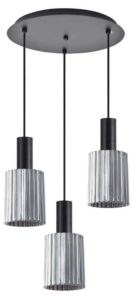 SE21-BL-4-3BL-GL1 ADEPT TUBE Black Pendant Smoked Glass+ HOMELIGHTING 77-8487