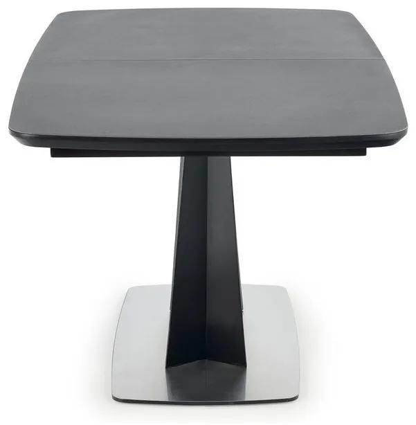 Τραπέζι Houston 935, Σκούρο γκρι, Μαύρο, 76x90x160cm, 110 kg, Επιμήκυνση, Ινοσανίδες μέσης πυκνότητας, Επεξεργασμένο γυαλί | Epipla1.gr