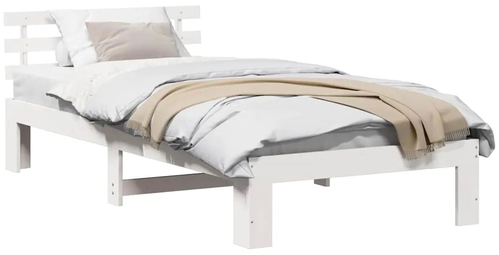 vidaXL Σκελετός Κρεβατιού Λευκό 75 x 190 cm Μασίφ ξύλο πεύκου