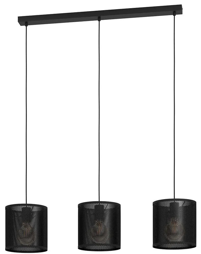 Φωτιστικό Οροφής - Ράγα Manby 43796 90x20x110cm 3xΕ27 40W Black Eglo Steel