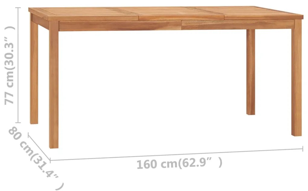 Τραπεζαρία Κήπου 160 x 80 x 77 εκ. από Μασίφ Ξύλο Teak - Καφέ