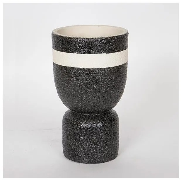 Κασπώ Τσιμέντο Μαύρο &amp; Άσπρο 14x14x24cm 752-18033 Estheti-752-18033-Μαύρο-Λευκό 752-18033