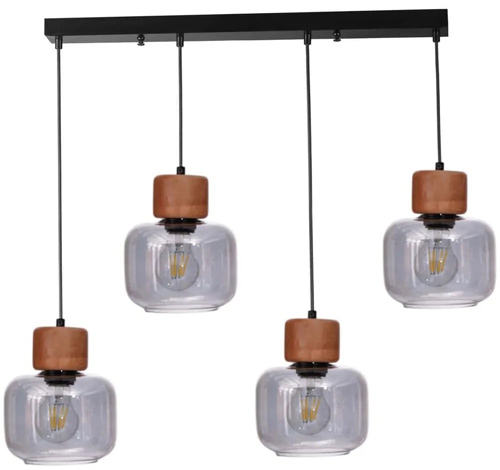 Φωτιστικό Οροφής - Ράγα 534LUN6198 65x15x80cm 4xE27 40W Black-Oak Opviq