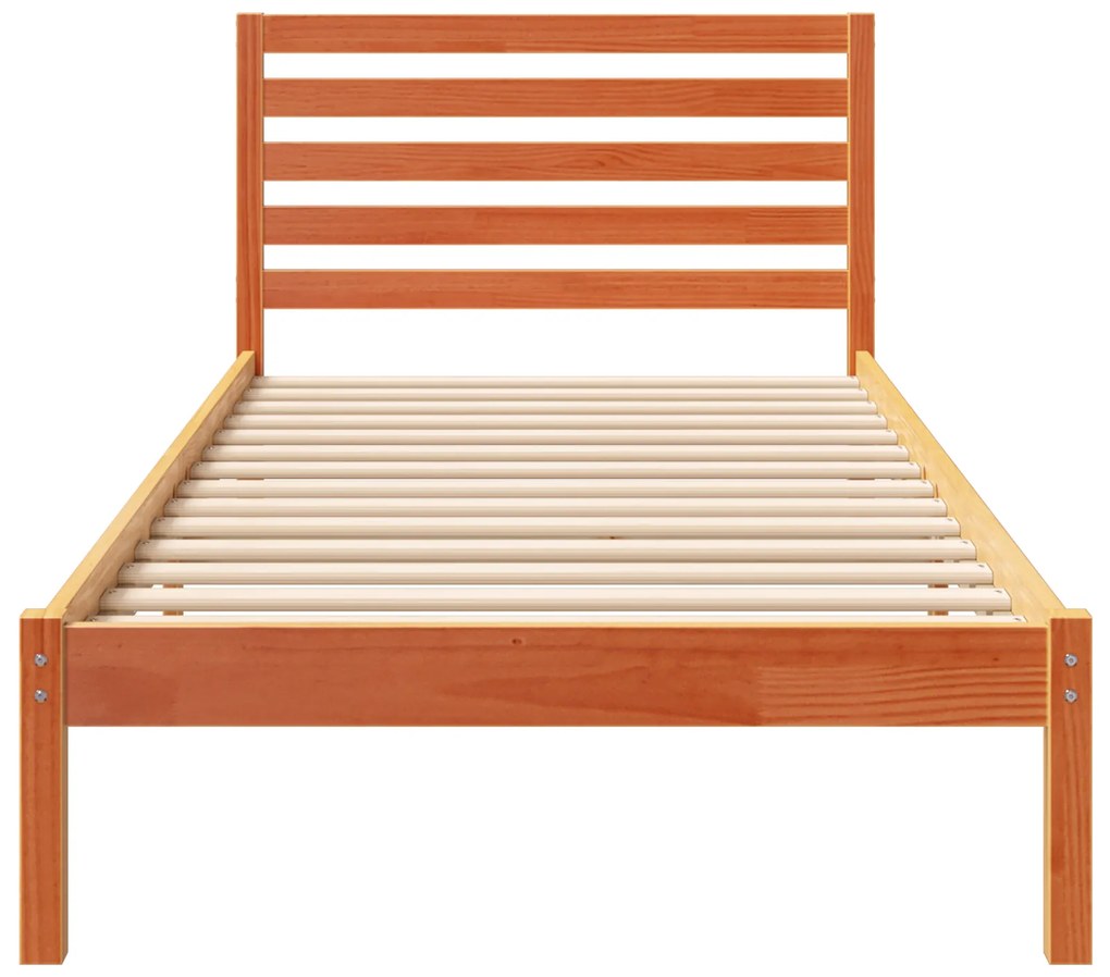 vidaXL Σκελετός Κρεβατιού Καφέ κεριού 90 x 210 cm Μασίφ ξύλο πεύκου